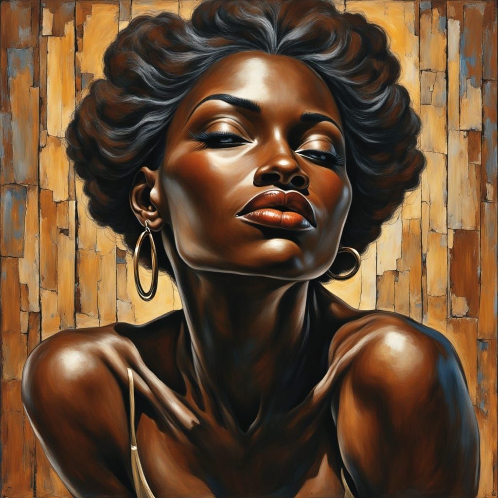 Black Woman Warrior as Expressionist Oil Painting