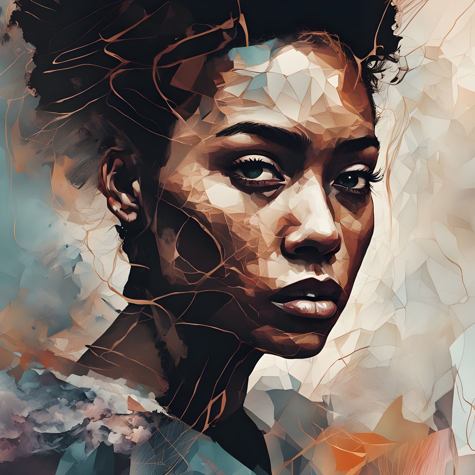 Surreal Contemporary Art Portrait in Mixed Media