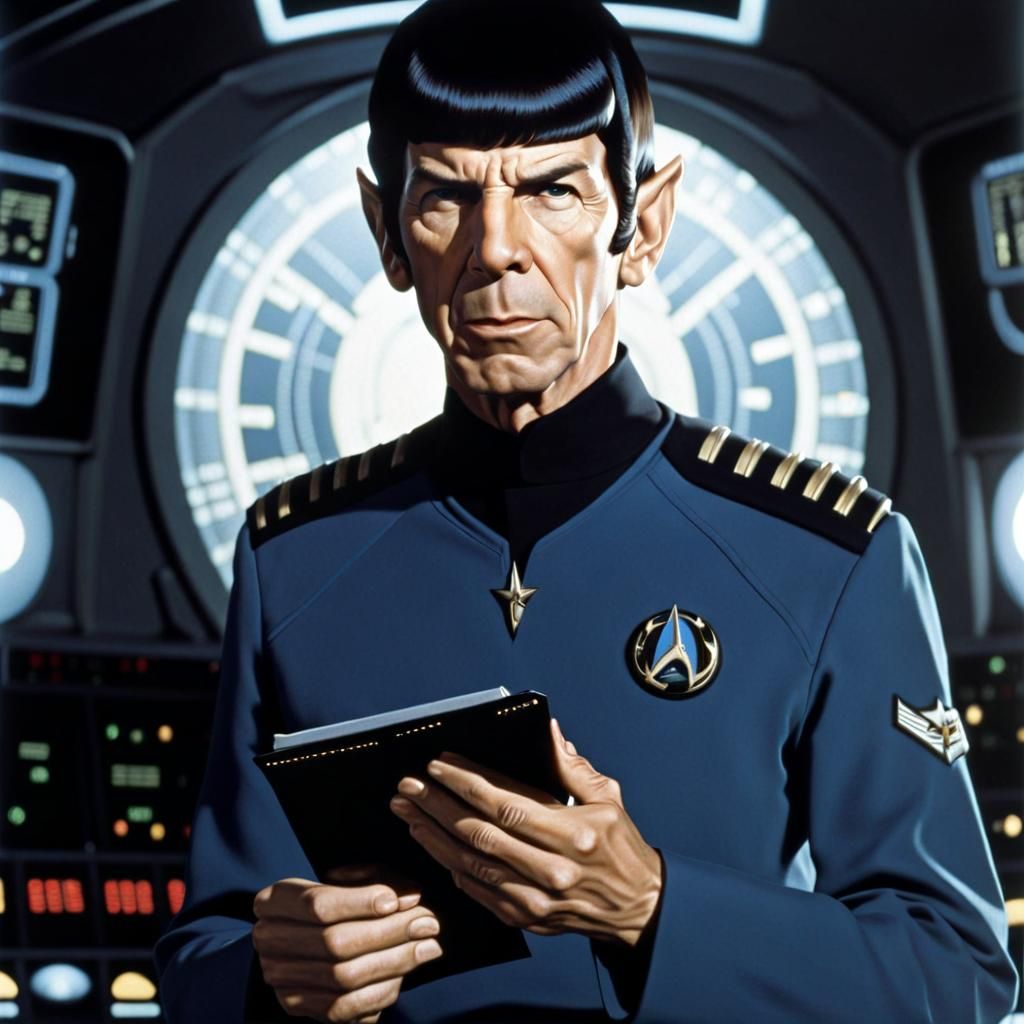 Young Spock on USS Enterprise Bridge: Hyperrealist Portrait