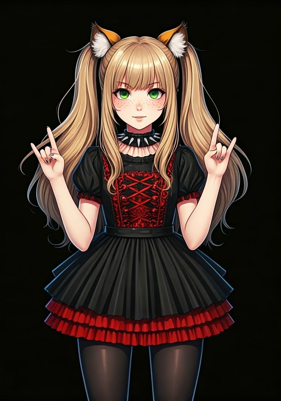 Anime Woman with Tiger Ears in Pixiv Style