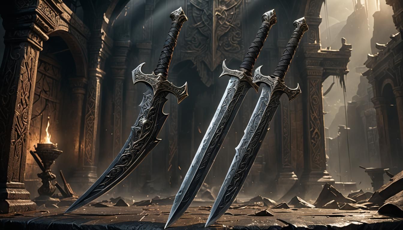 Swords Cross in Dark Fantasy Art Nouveau Style