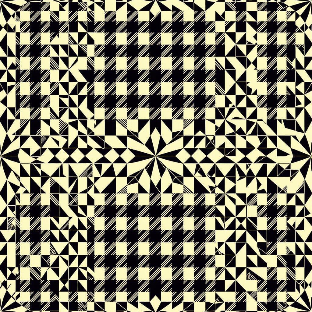 Intricate Houndstooth Pattern in Abstract Op Art Style