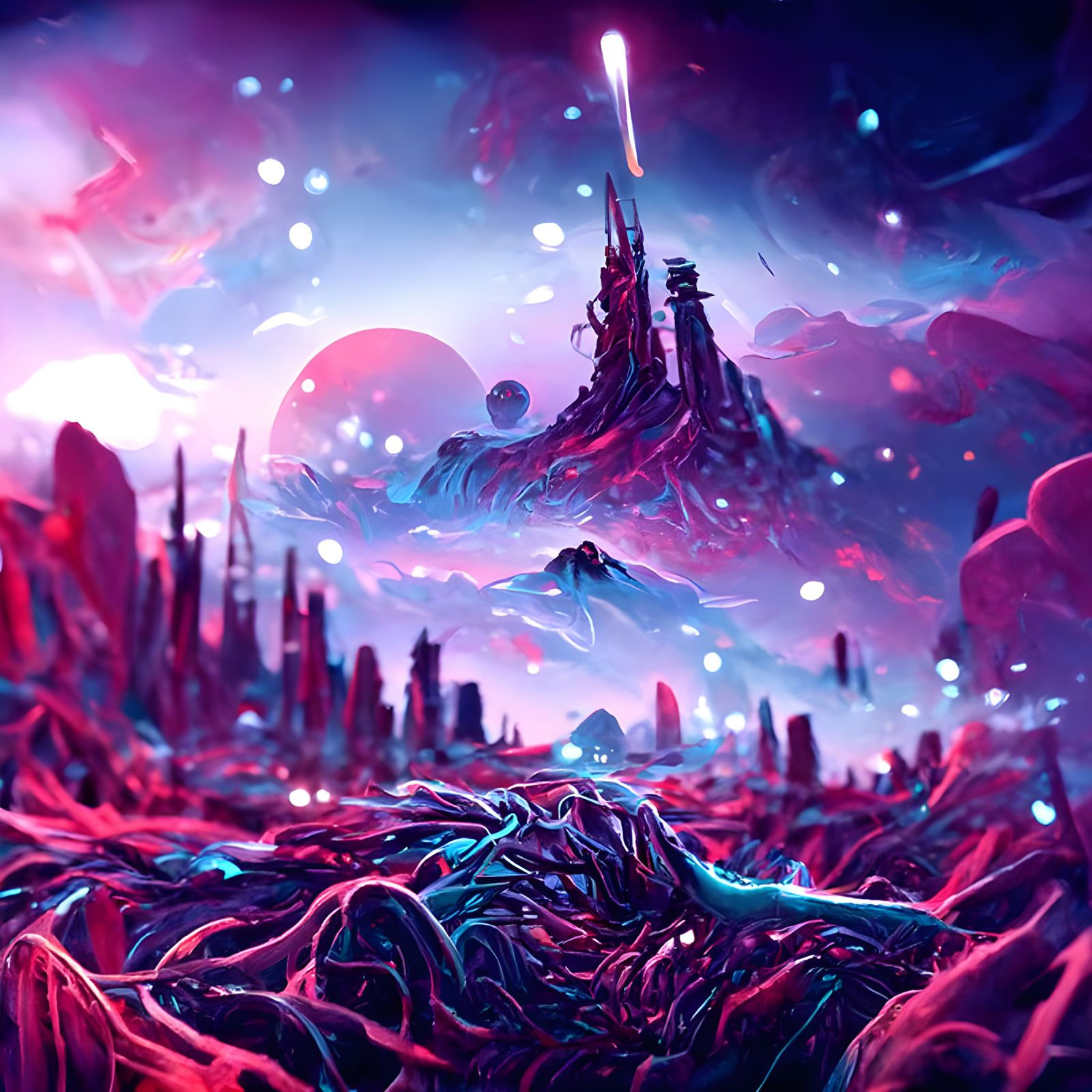 Cosmic Crystal Landscape: Dreamlike Sci-Fi Painting