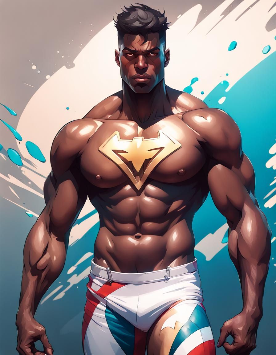 Muscular Superhero Concept Art in Hyperdetailed Style