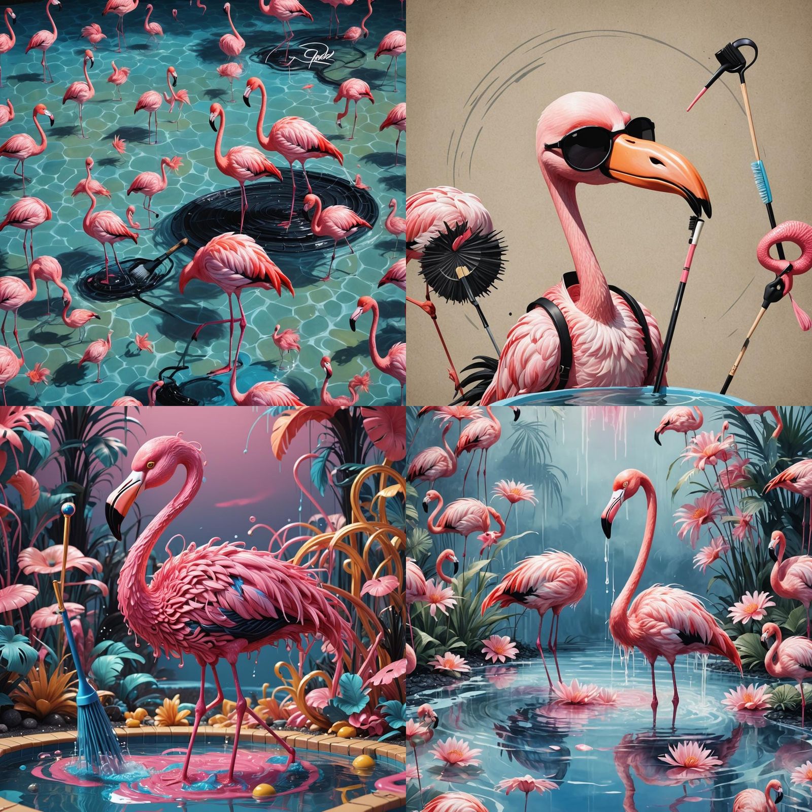 Playful Flamingo Mascot Logo Concept in Cartoon Style