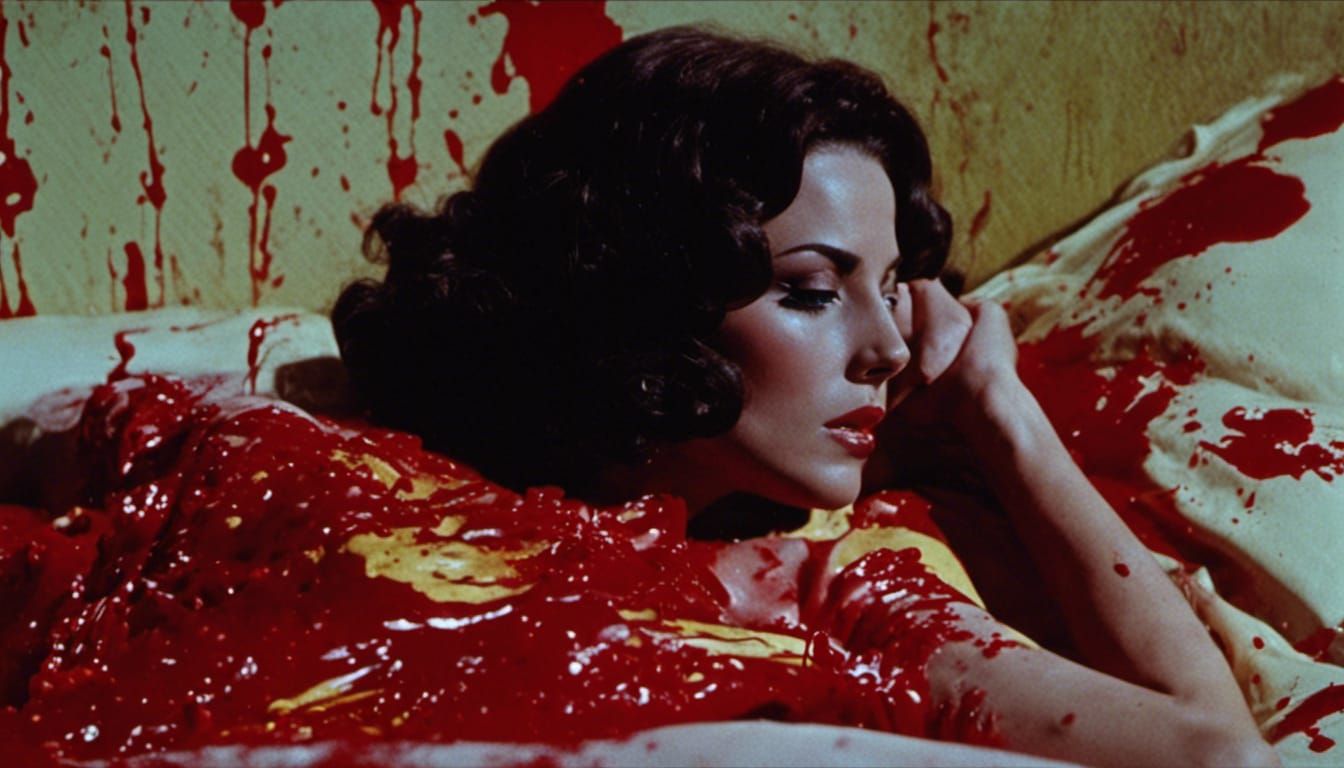 Gory Giallo Film Scene with Bold Colors