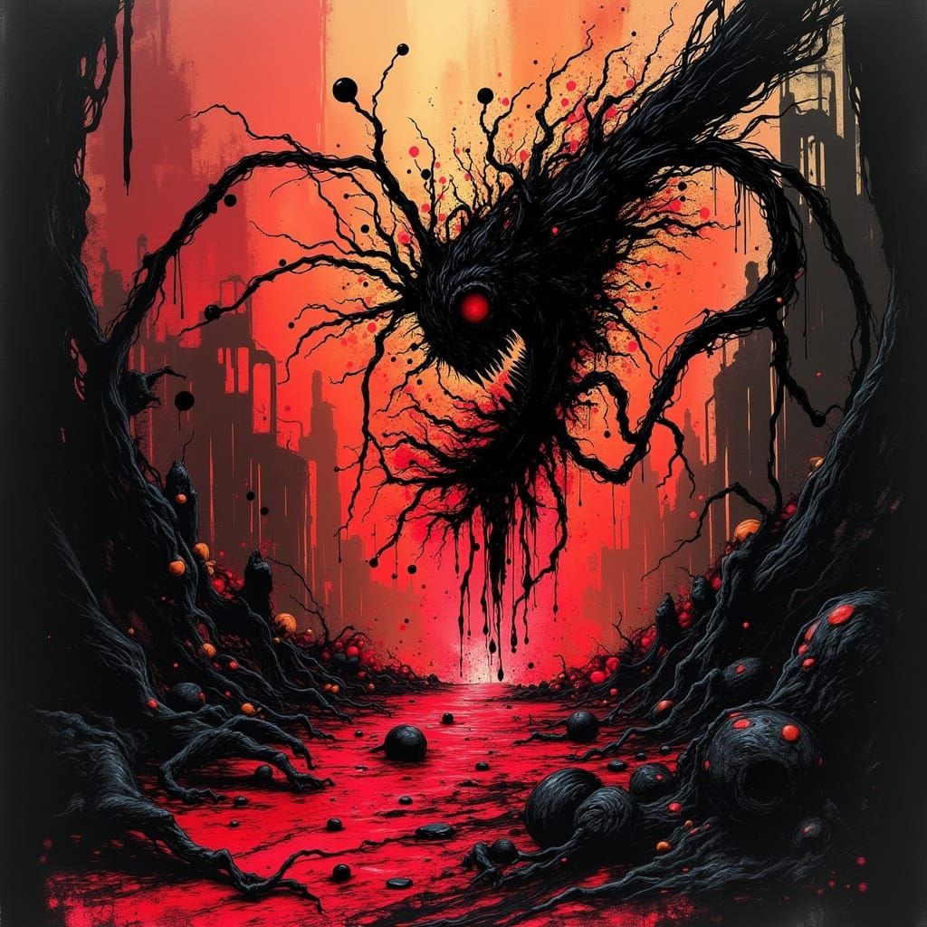 Dystopian World Engulfed in Flames: A Surreal Image