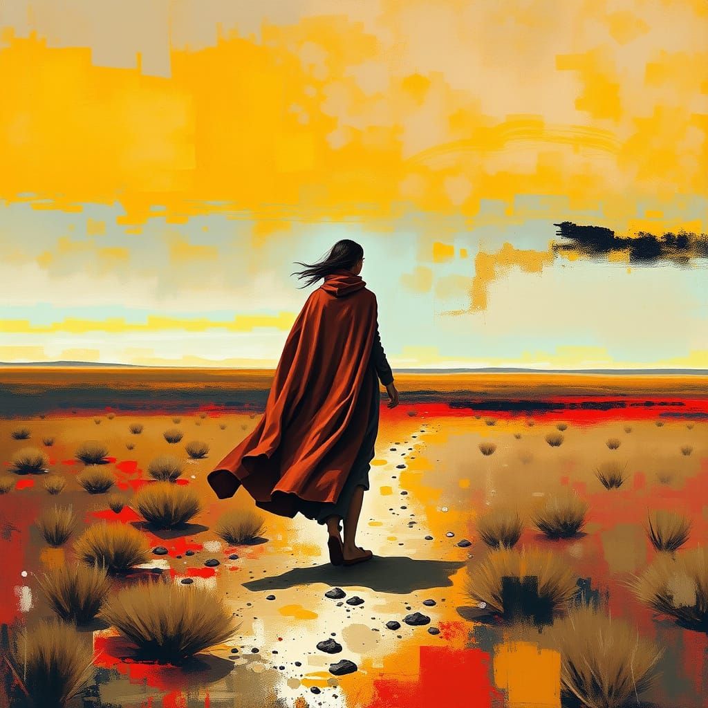 Mystical Woman in Desolate Steppe, Egon Schiele & Rothko Ins...