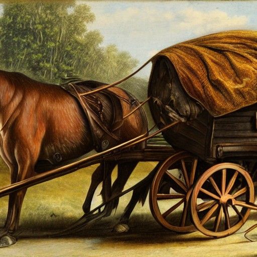 Horse-Drawn Wagon Surrounded by Giant Ants