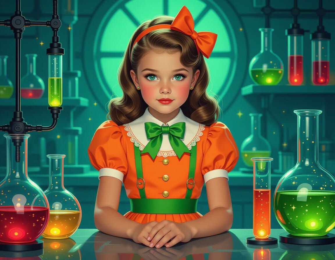 Halloween in a Mad Scientist Lab, Vintage Pin-Up