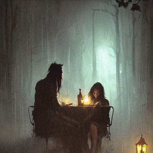 Sinister Romantic Night Date Digital Painting