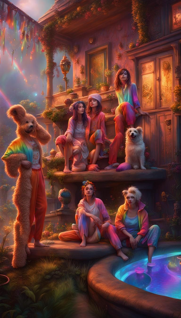 Rainbow Pajama Party: Detailed Matte Painting