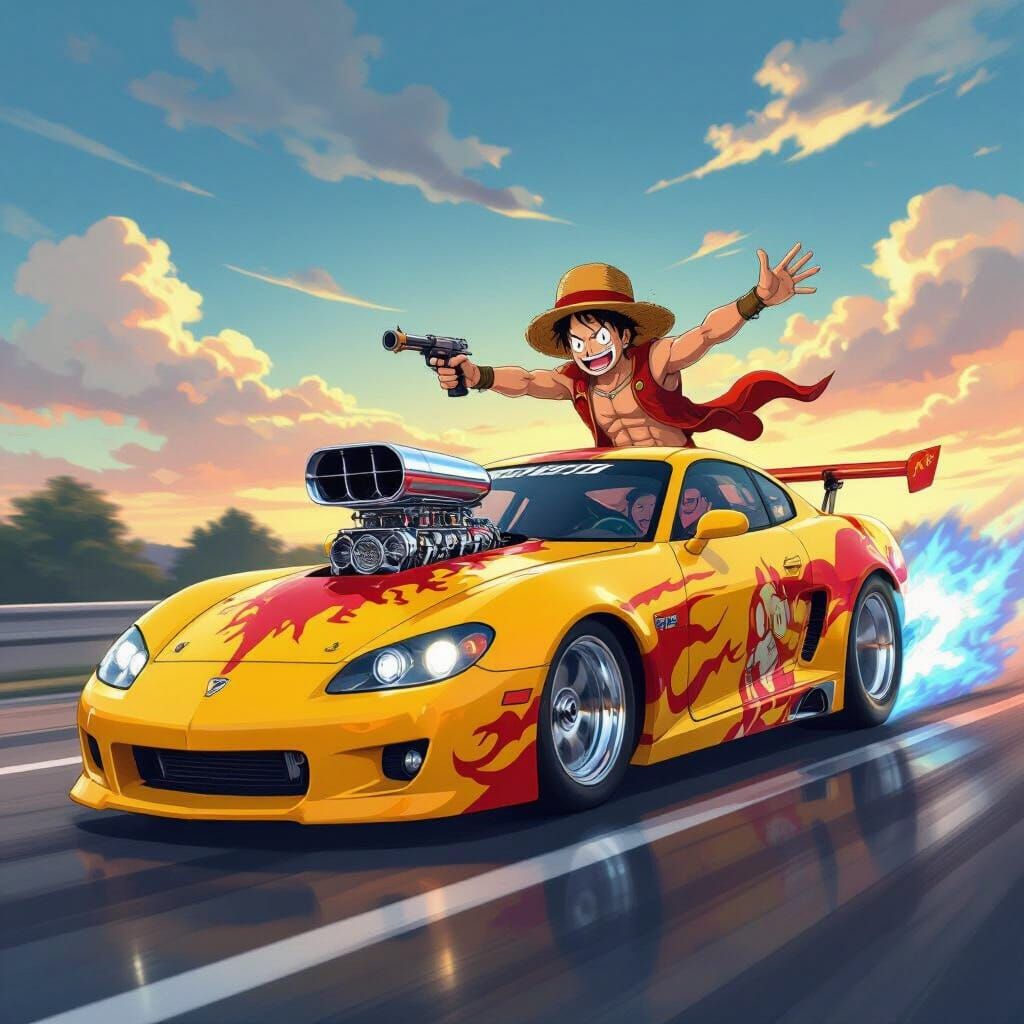Anime Dragster with Usopp Art and Supercharger
