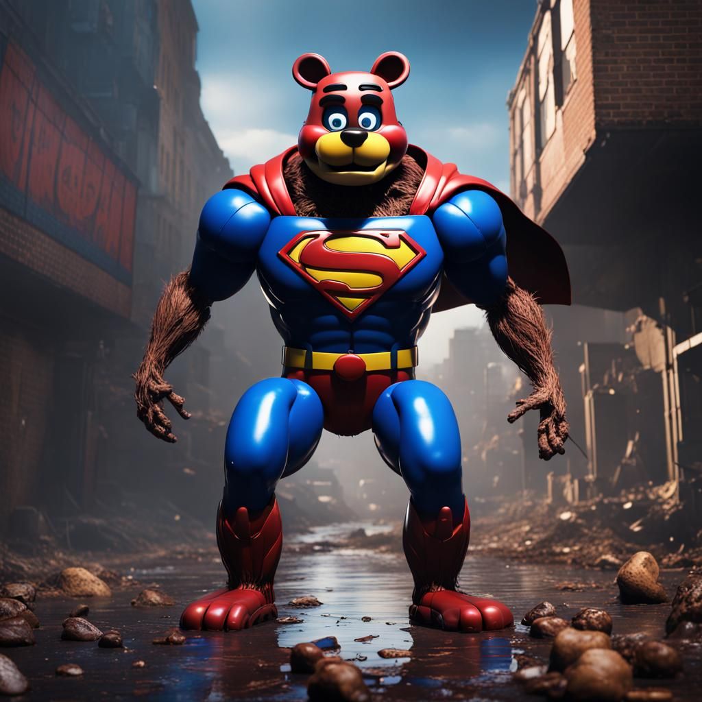 Superman and Freddy Fazbear Fusion Digital Painting