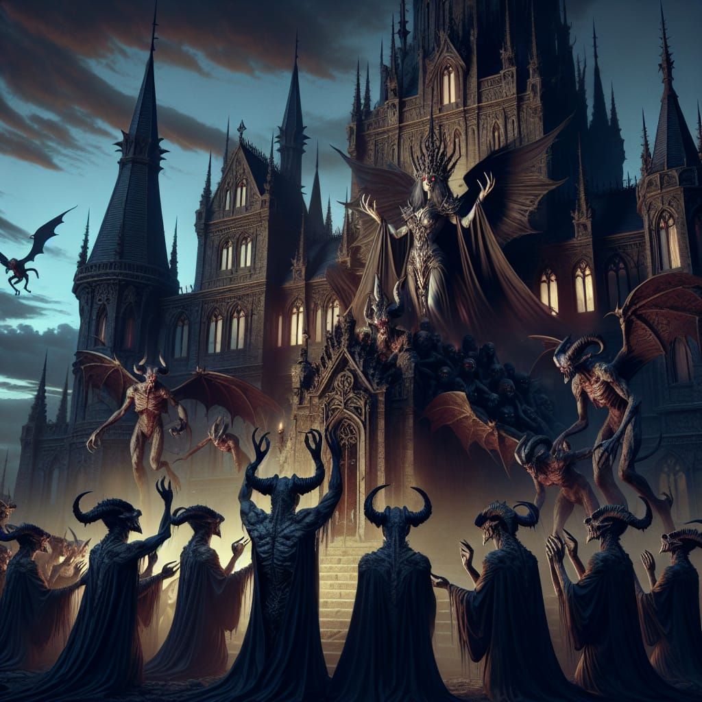 Demonic Queen Enthroned in Dark Castle