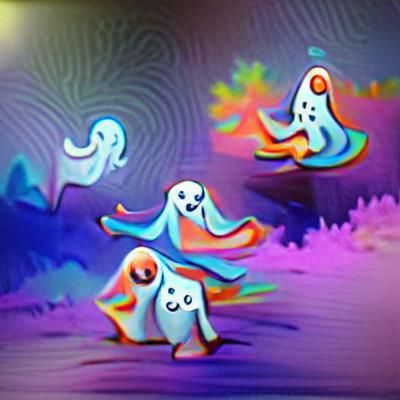Psychedelic Dancing Ghosts: A Whimsical Scene