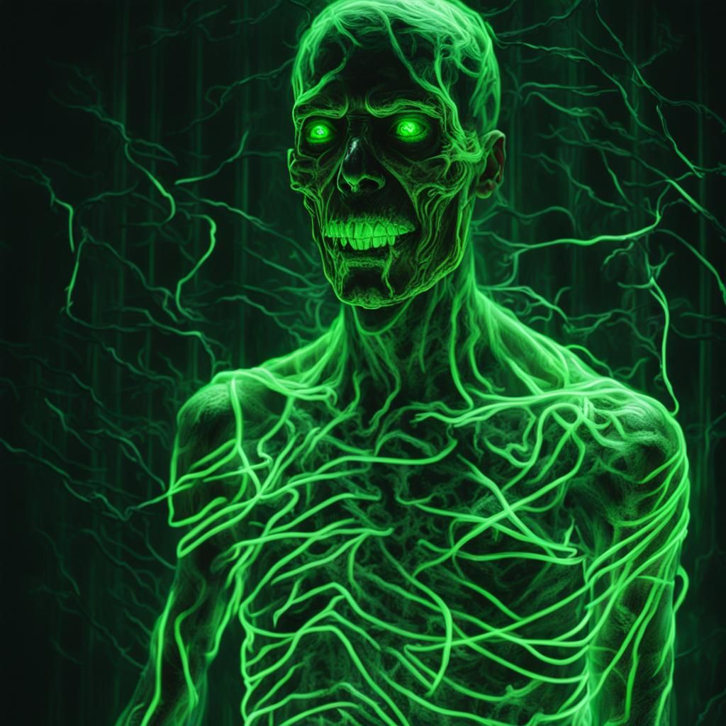 Surreal Horror: Spirit Escaping Transparent Skin