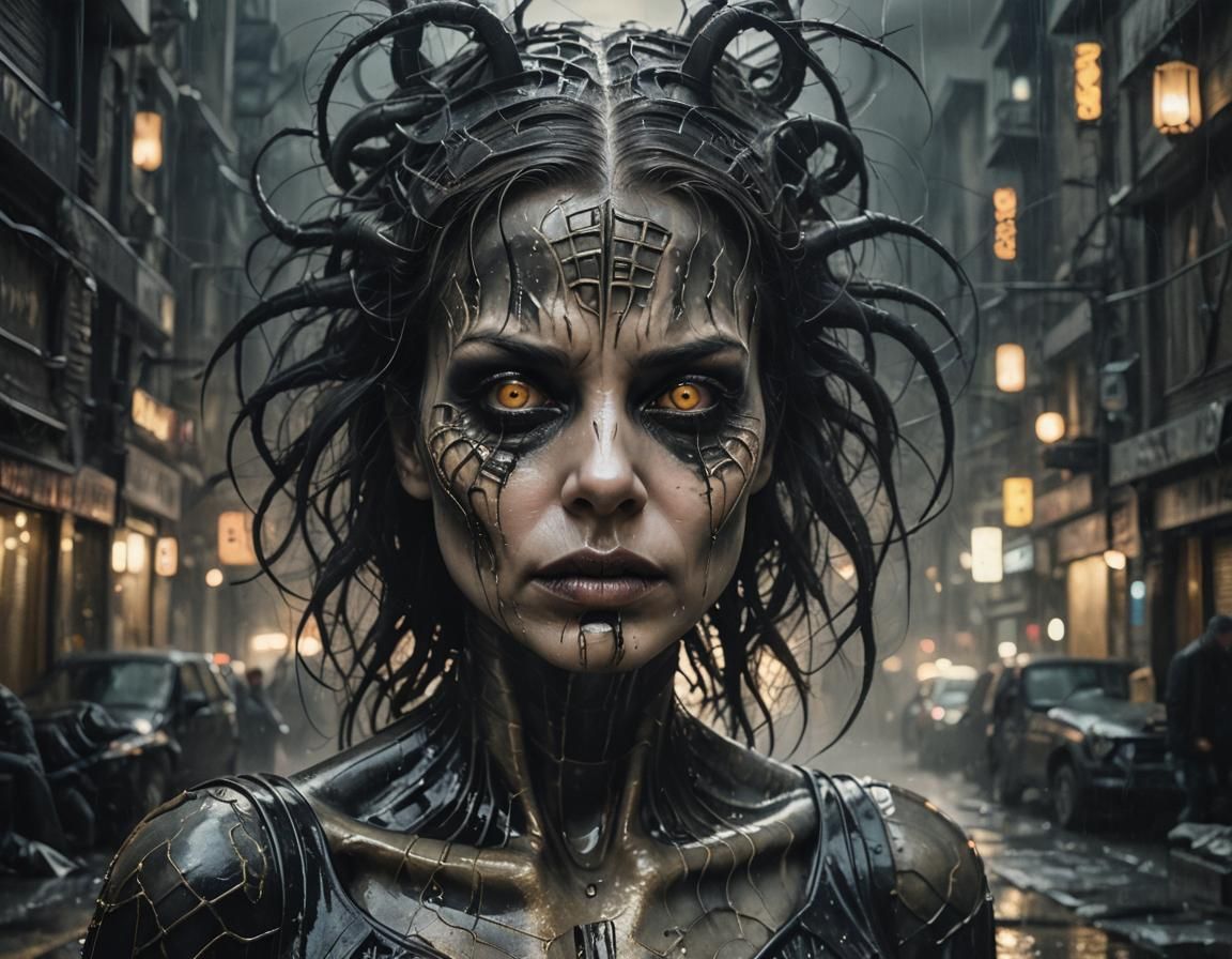 Eerie City Portrait in Surrealist Style