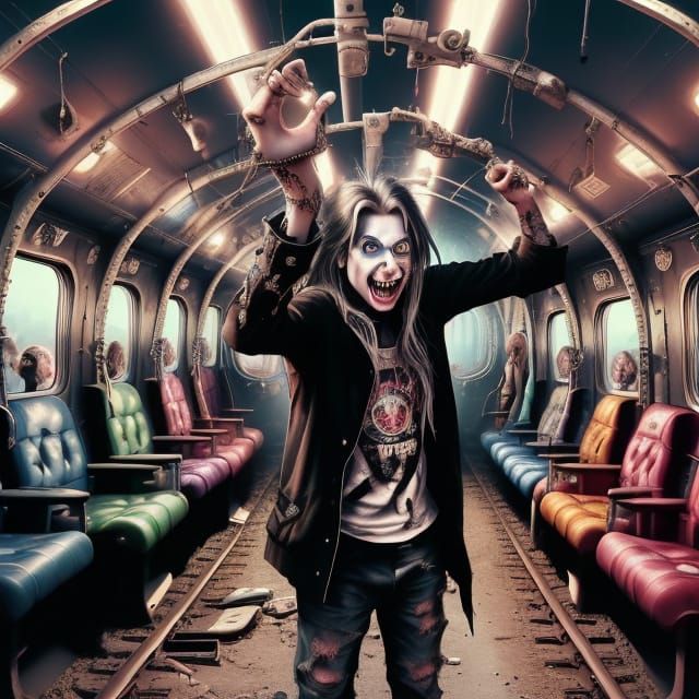 Abstract Crazy Train: Mental Anguish and Societal Chaos