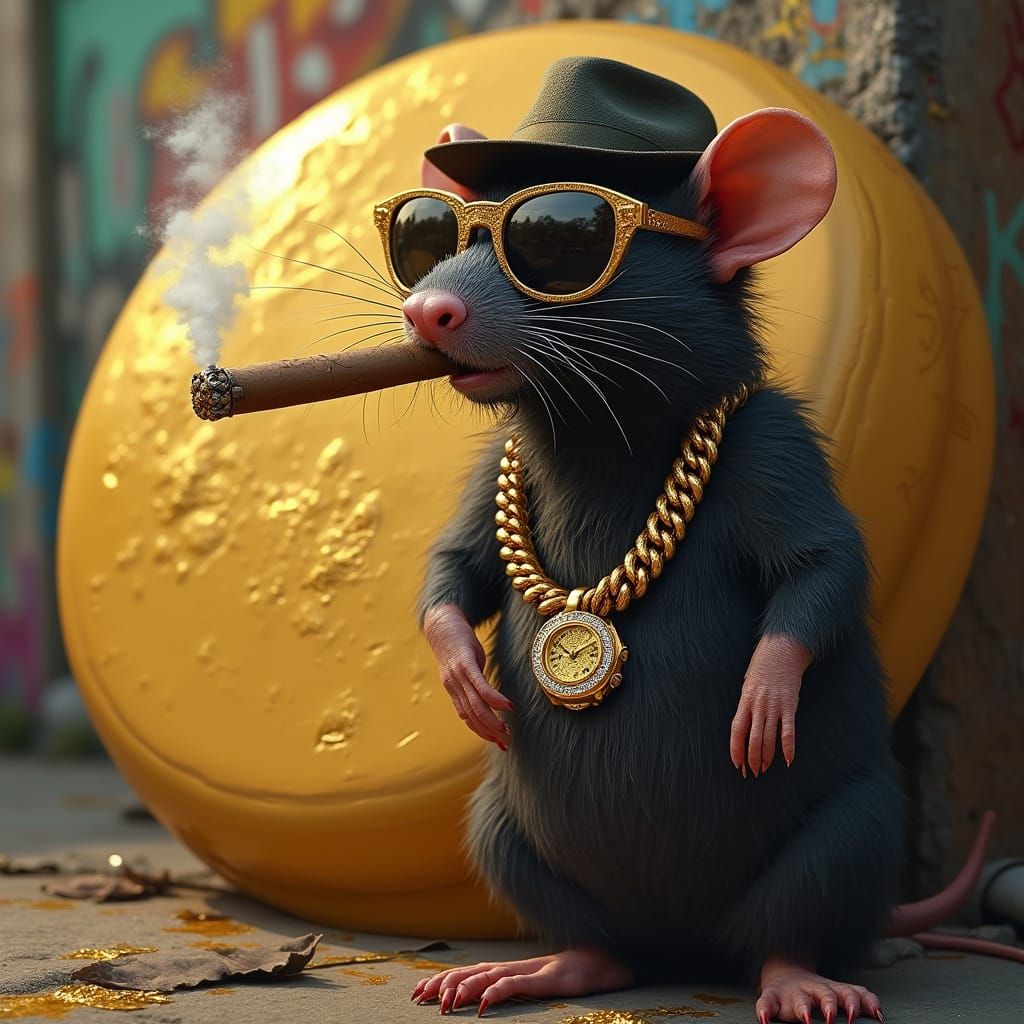 Luxurious Gangsta Rat in Urban Graffiti Paradise