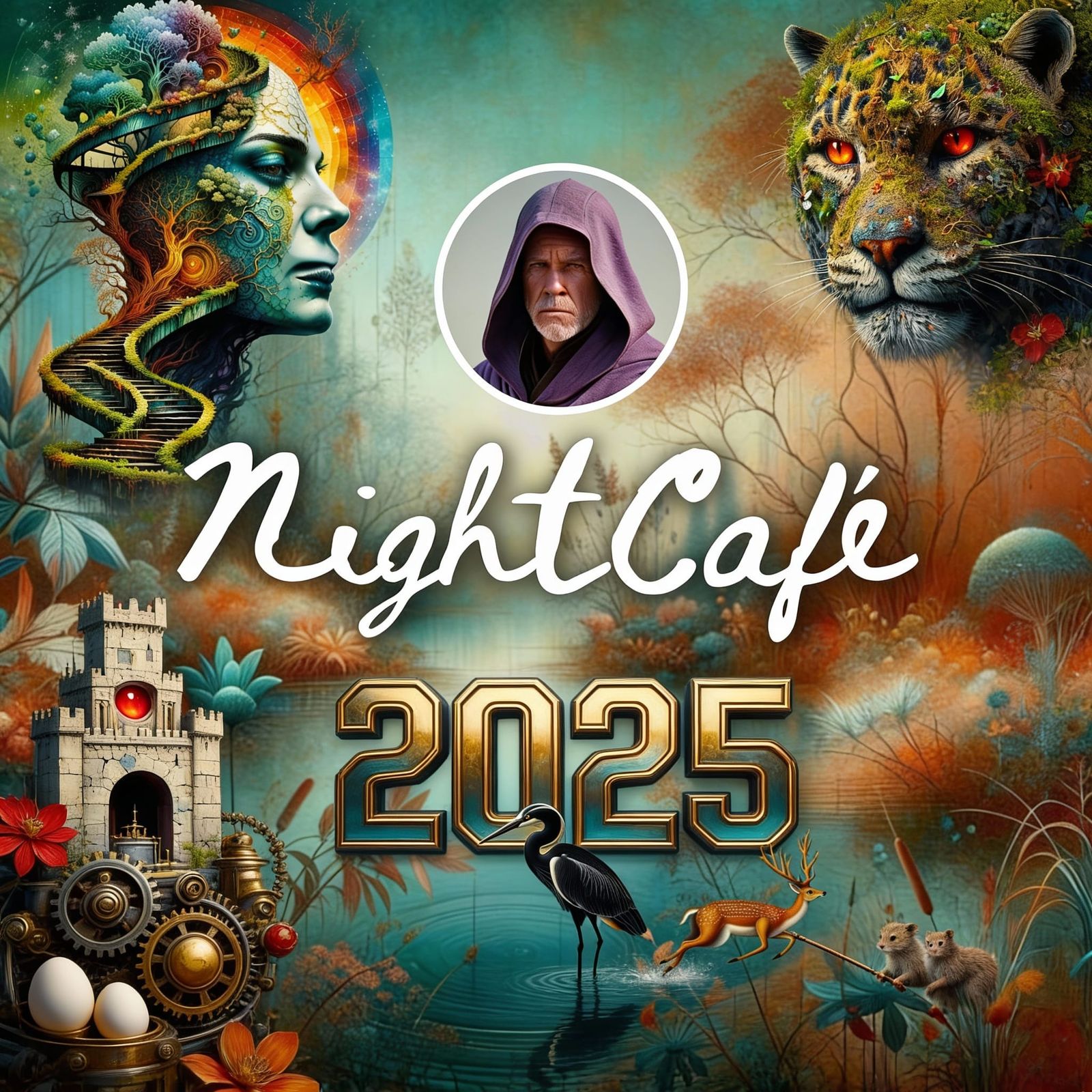 AI Collage of 2025's Top NightCafe Artworks