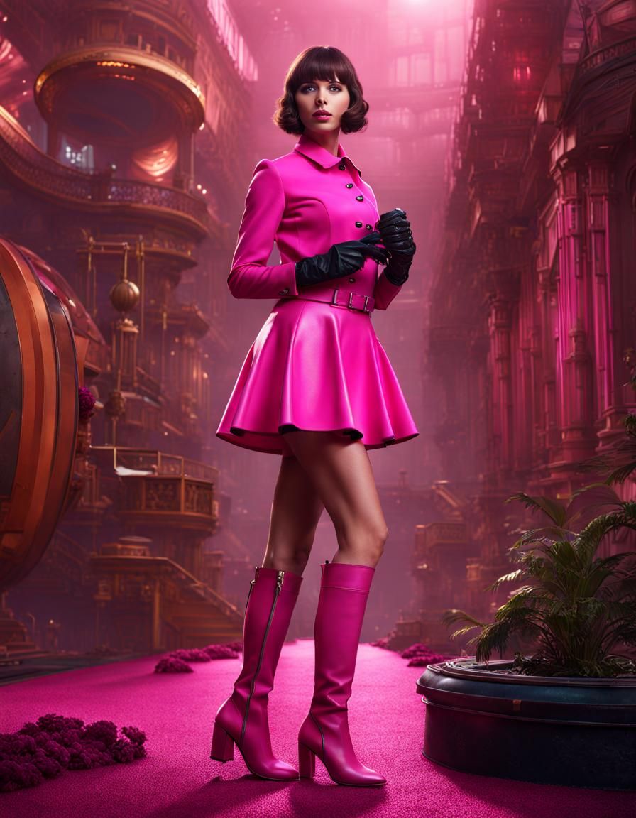 Felicity Jones as 60s Agent in Pink, Digital Art