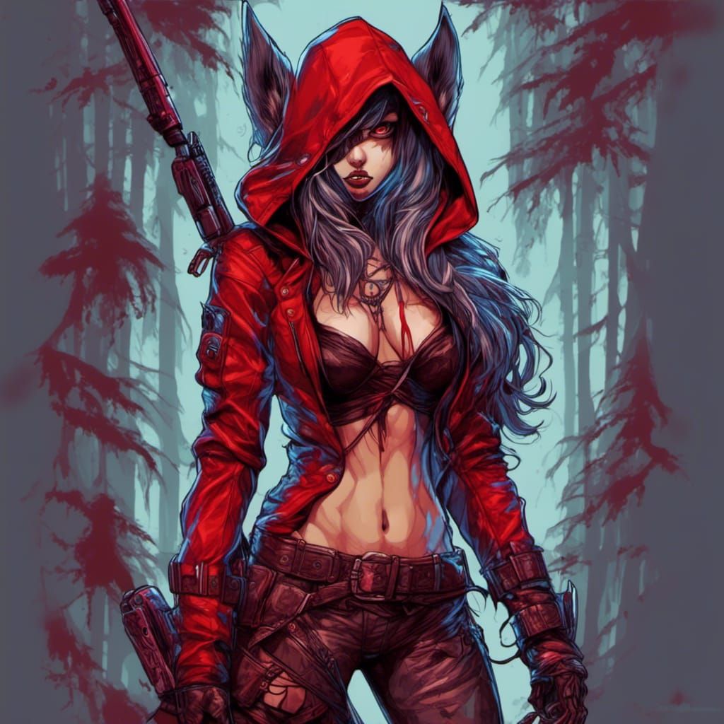 Red Hood Female Werewolf Fantasy Character