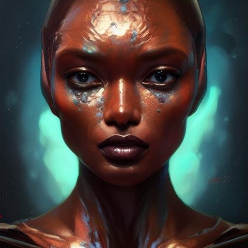 Alien Woman Portrait in Art Nouveau Style