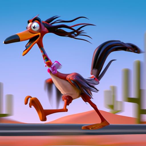Roadrunner in Pixar Style 3D Digital Art