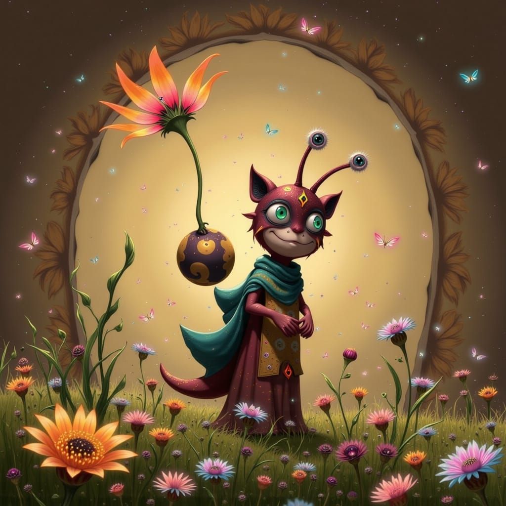 Whimsical Cheetah-Snail Hybrid in Vibrant Dreamlike Landscap...