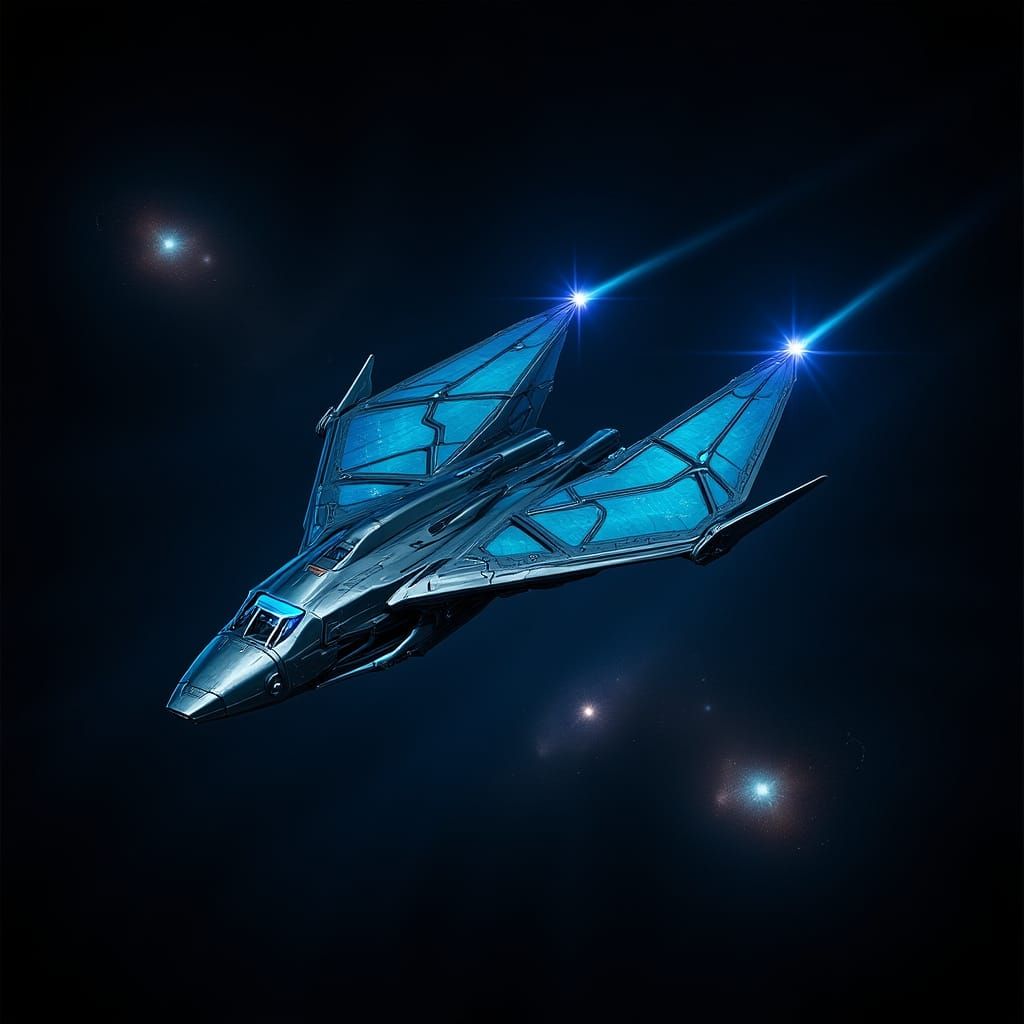 Celestial Batwing Spacecraft in Futuristic Biomechanical Sty...