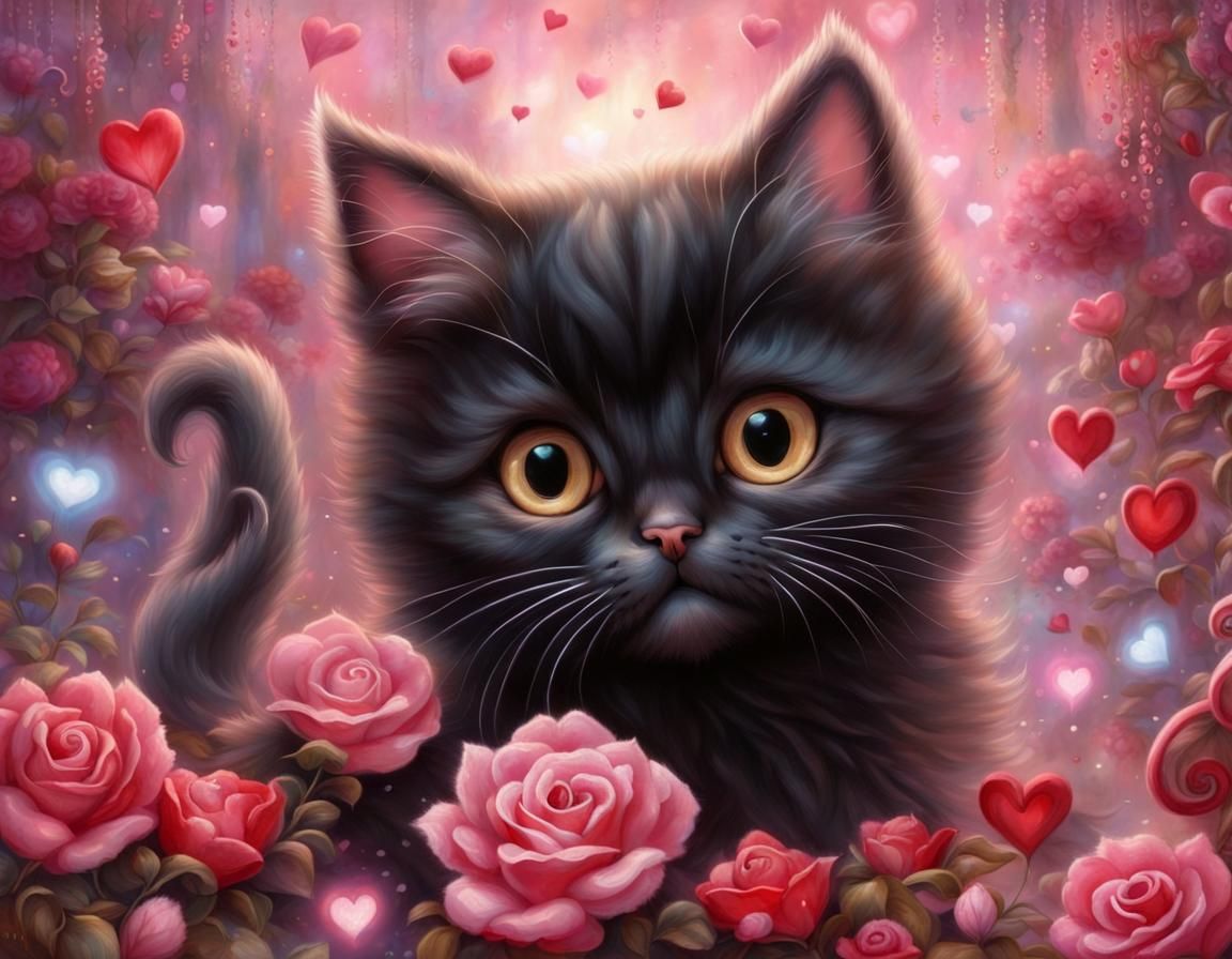 Valentine Kittens in Ethereal Fantasy Style