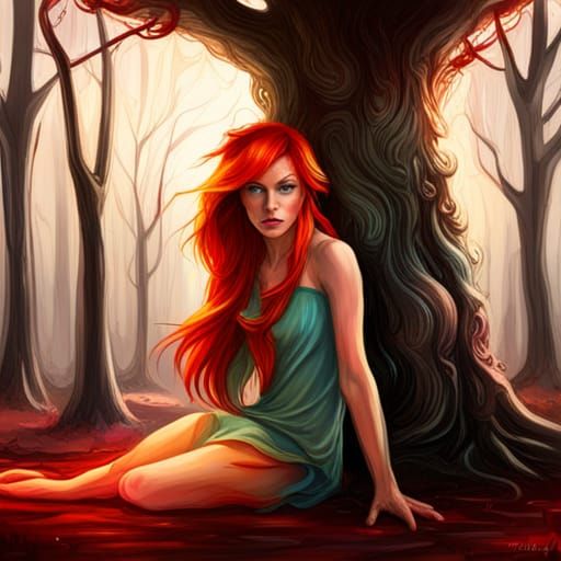 Lady with Elves and Giants in Graffiti Art