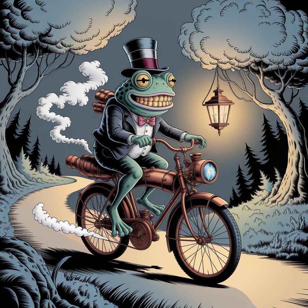 Whimsical Fae Rider in a Dr. Seuss Forest