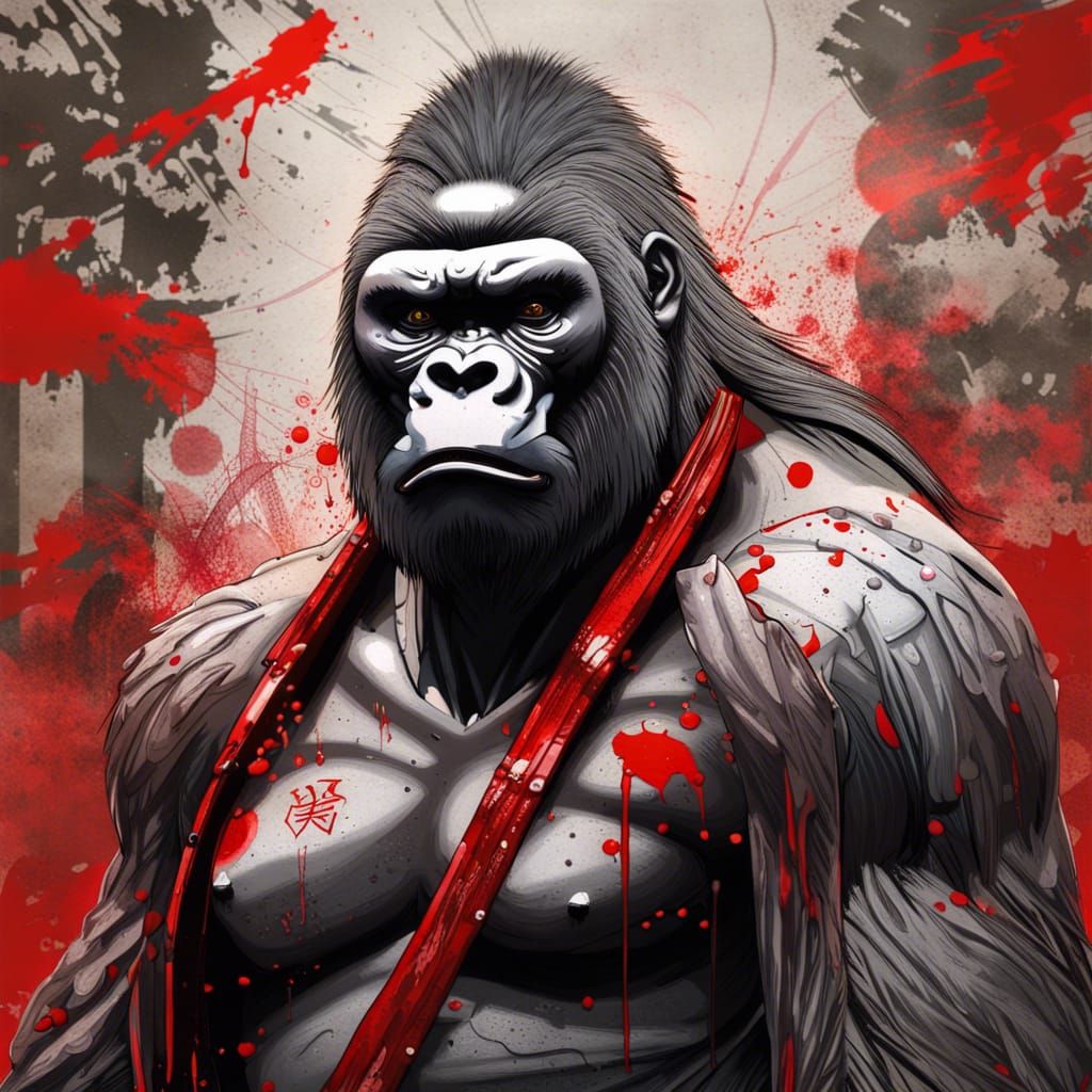 Majestic Gorilla as Japanese Warrior in Bushido Style