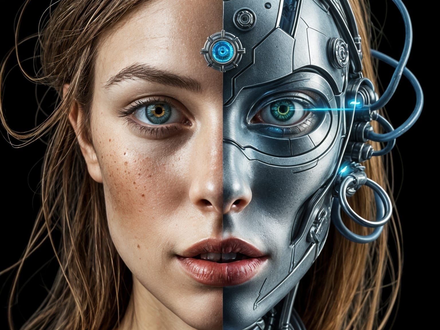 Duality of Technology: Human and Cybernetic Face