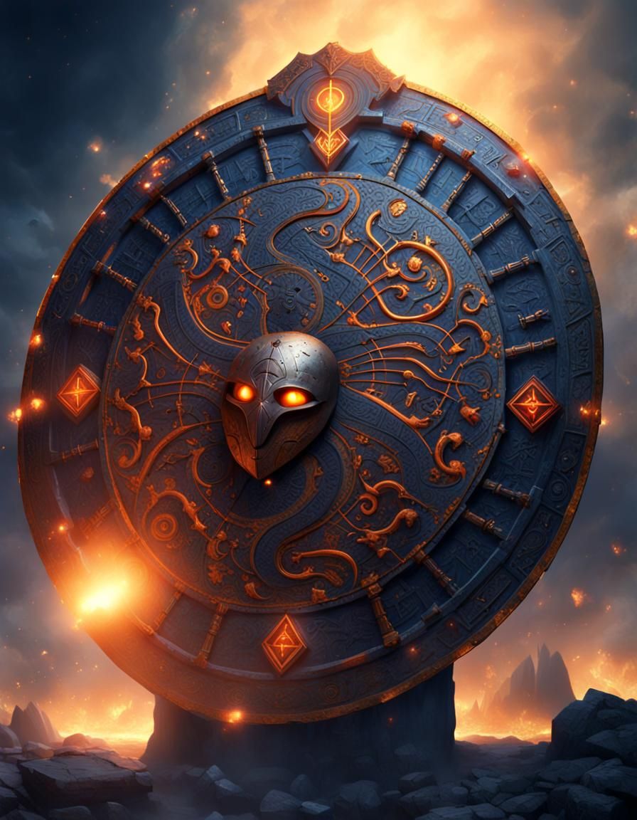 Mystical Shield Aegis in a Dark Fantasy Realm