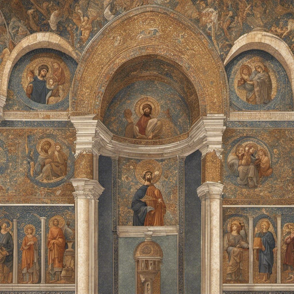 Intricate Byzantine Mosaic Art Illustration