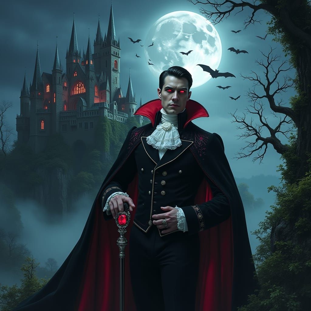 Ethereal Gothic Castle at Night