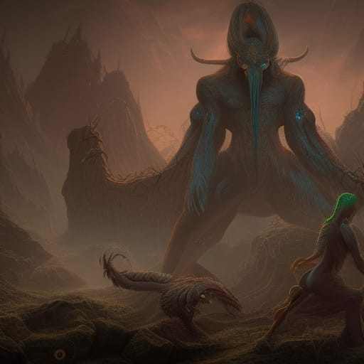 Creepy Latino Demon Son of Enki: Anunnaki Concept Art