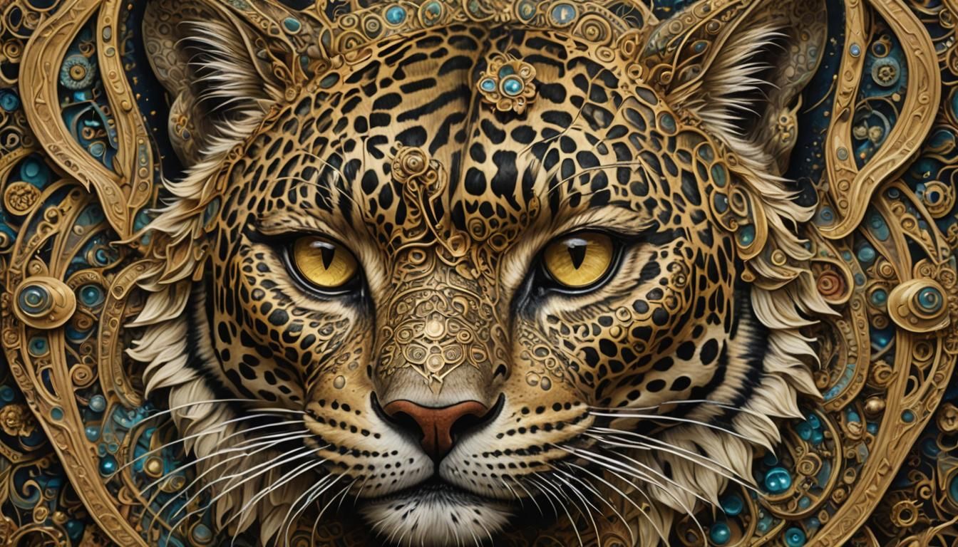 Leopard Messiah Mask in Lovecraftian Style