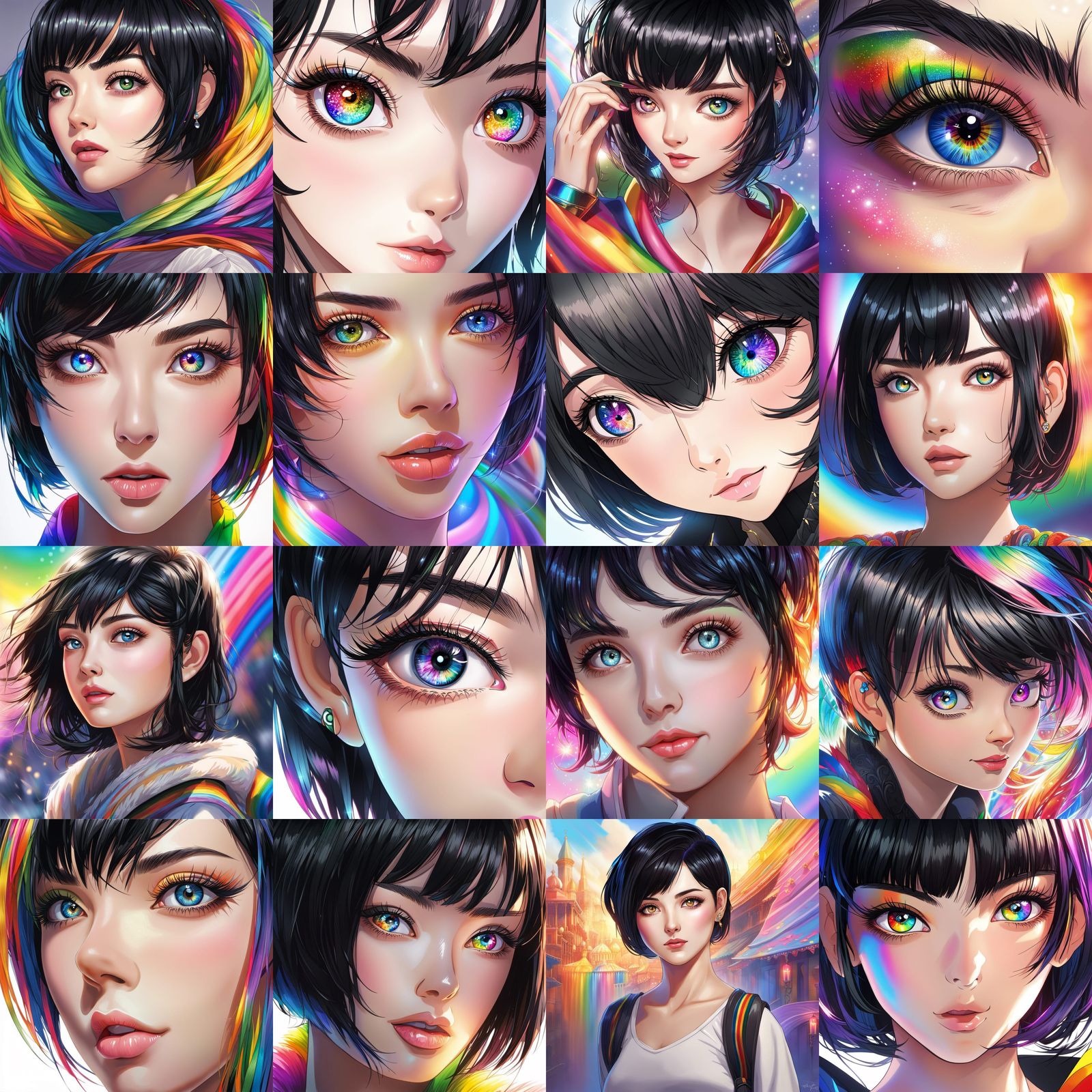 Anime Portrait: Woman with Rainbow Eyes