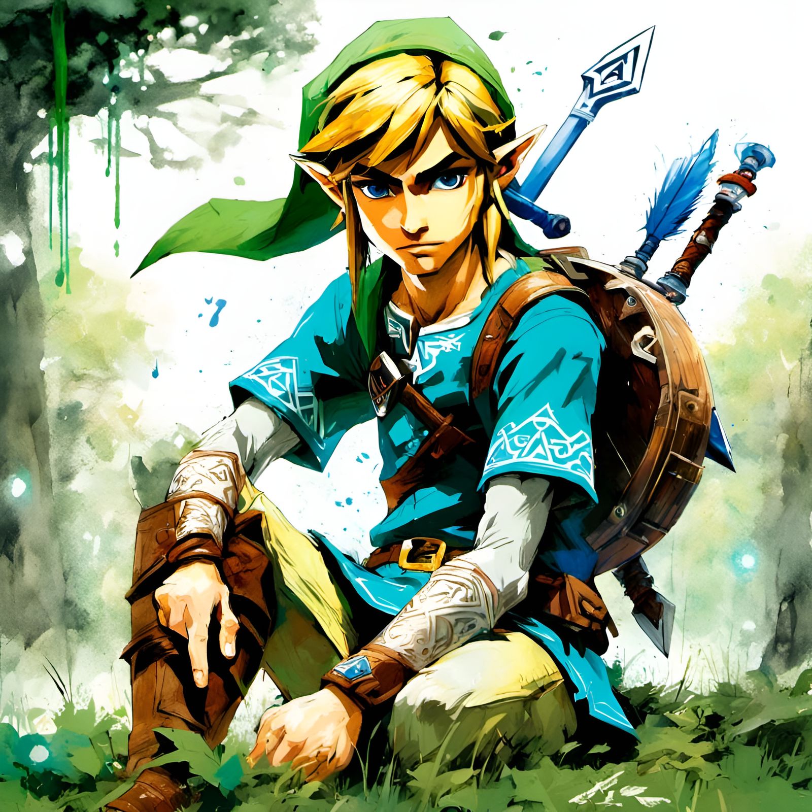 Link in the Park: Digital Mixed Media Illustration