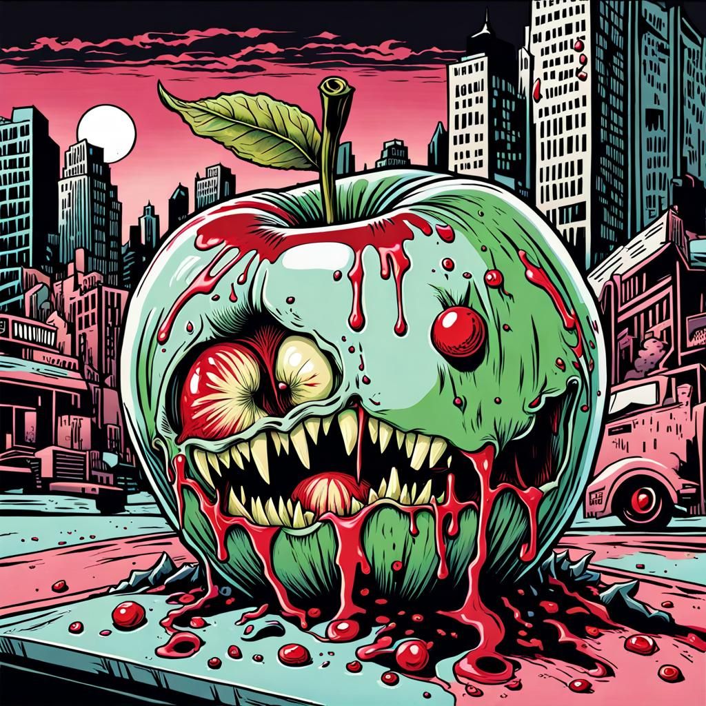 Terrifying Zombie Apple in Dystopian City