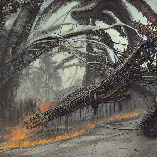 Cybernetic Abomination Rises from Industrial Inferno