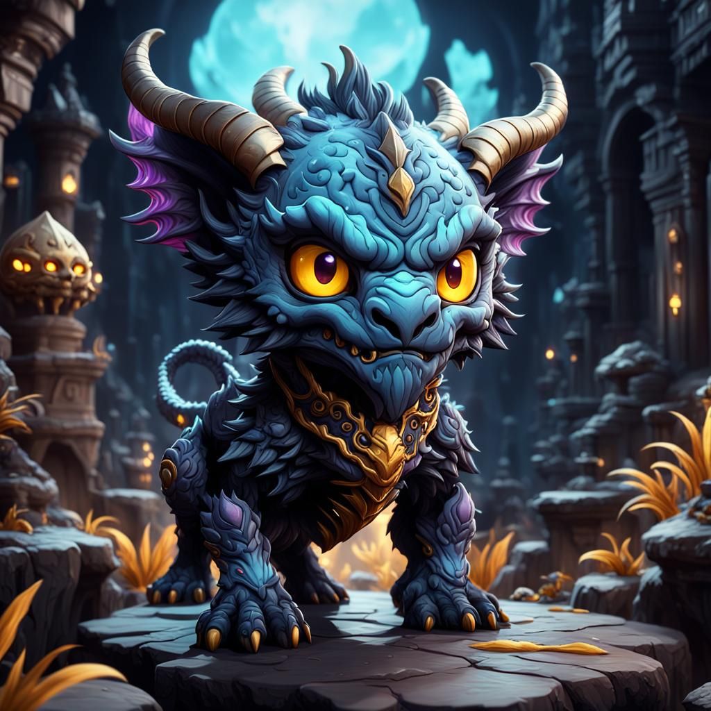 Chibi Darkness Chimera in Detailed Digital Painting