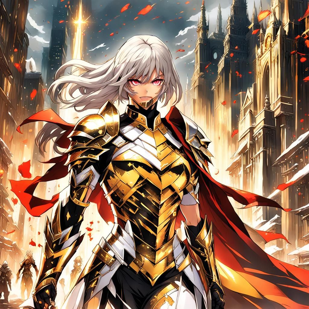 Armored Paladin Woman in Anime Style