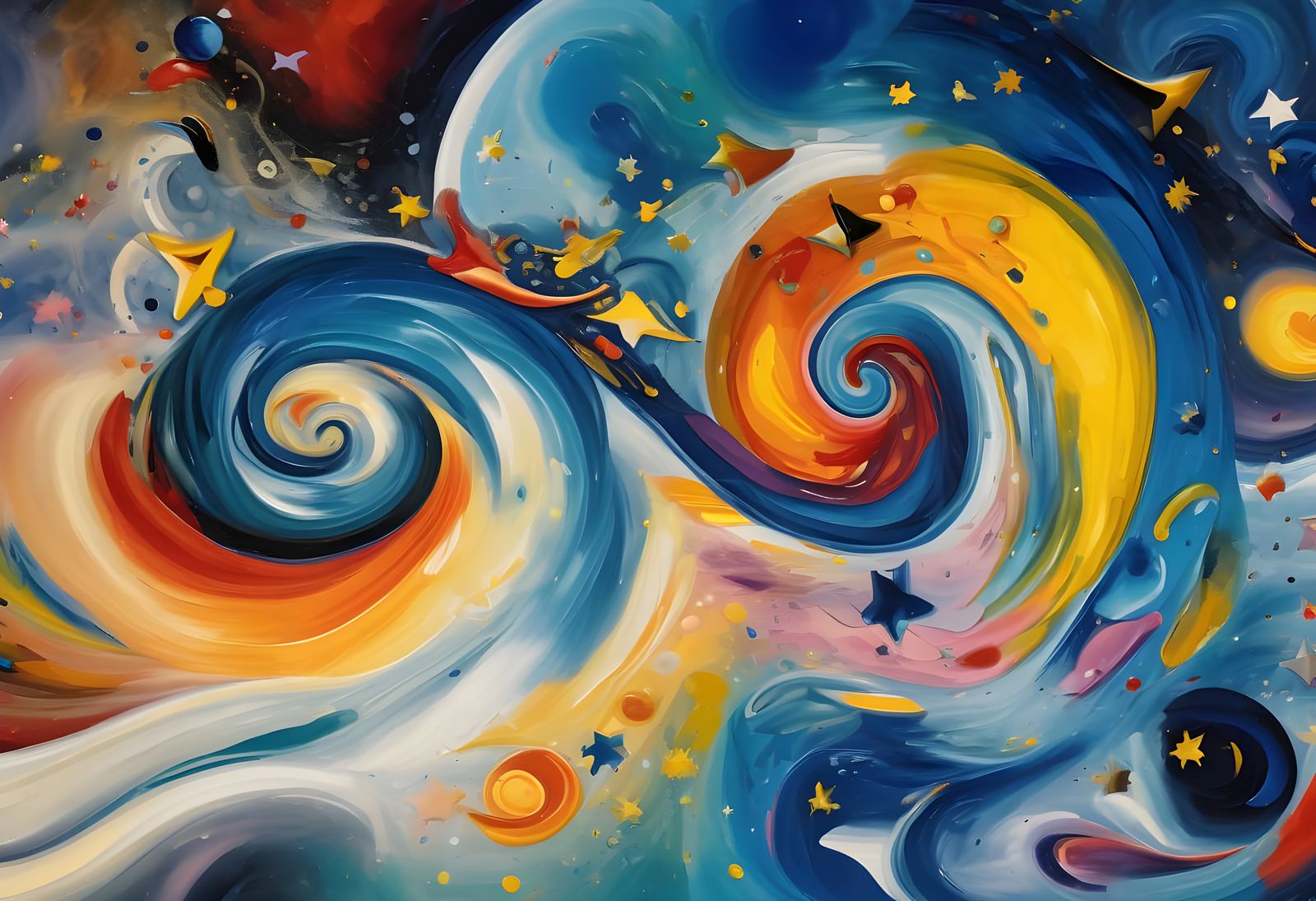 Vivid 3D Paint Vortexes with Kaleidoscopic Stars