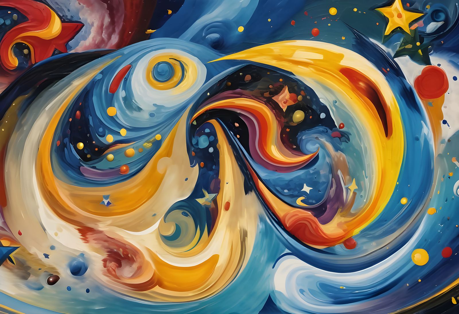 Vivid 3D Vortex Maelstroms of Paint and Stars