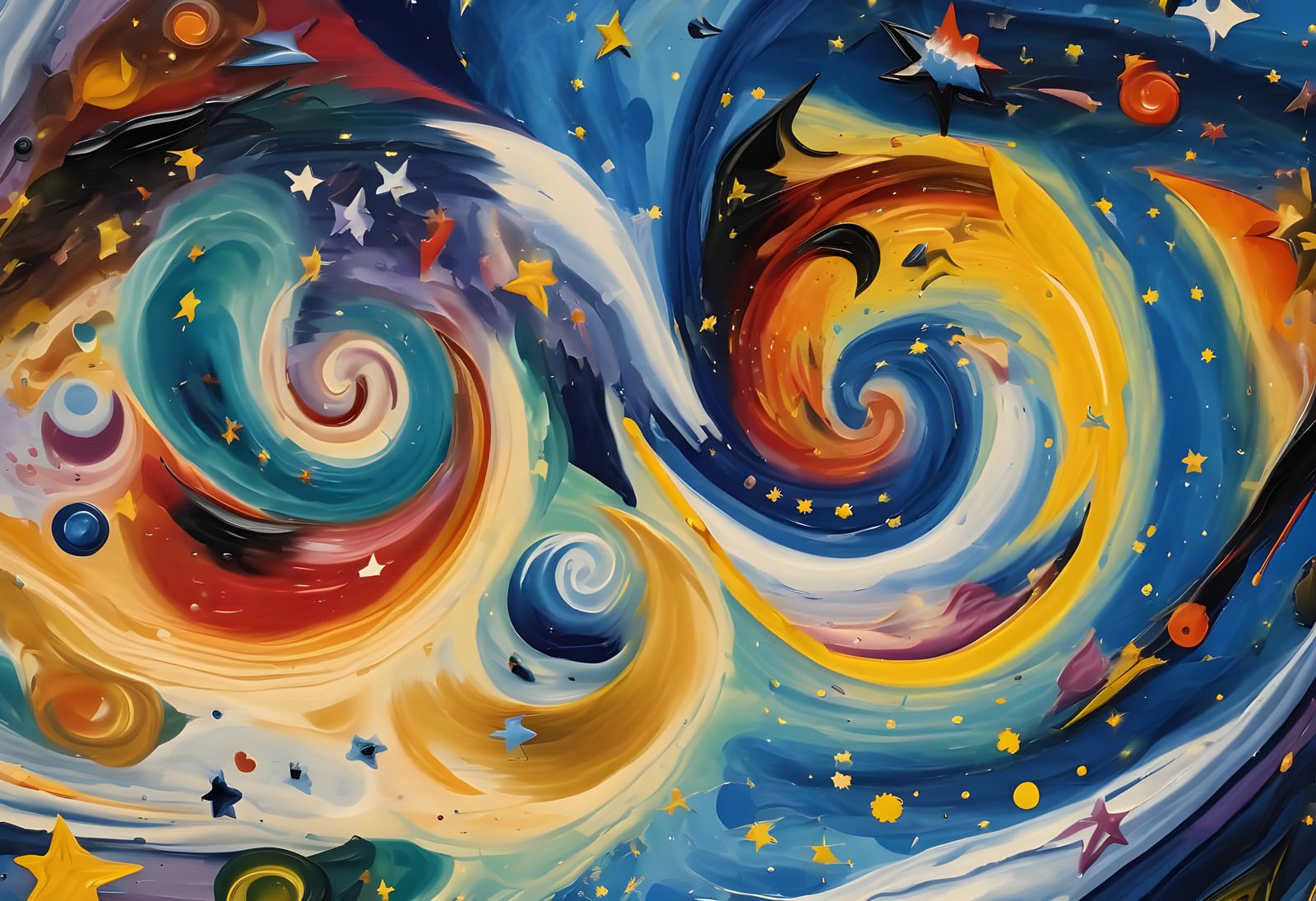 Vivid 3D Paint Vortex Maelstroms with Kaleidoscopic Stars